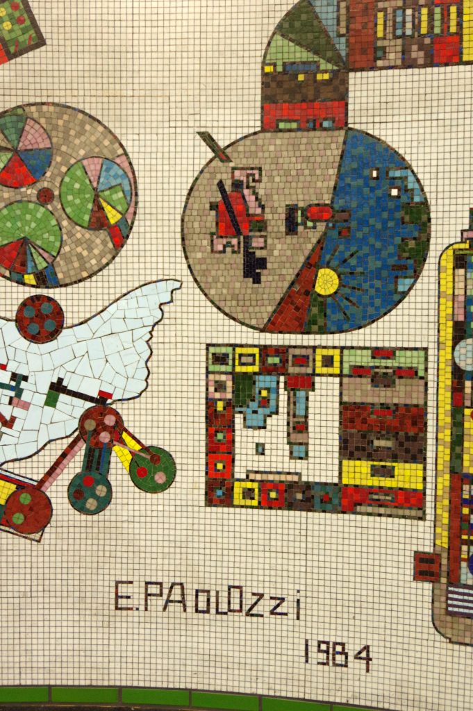 Mosaic work at Tottenham Court Road Underground station