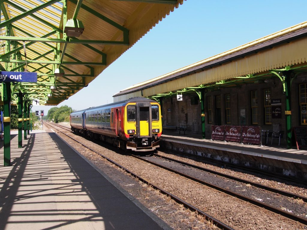 The station at Worksop with restored platform canopies